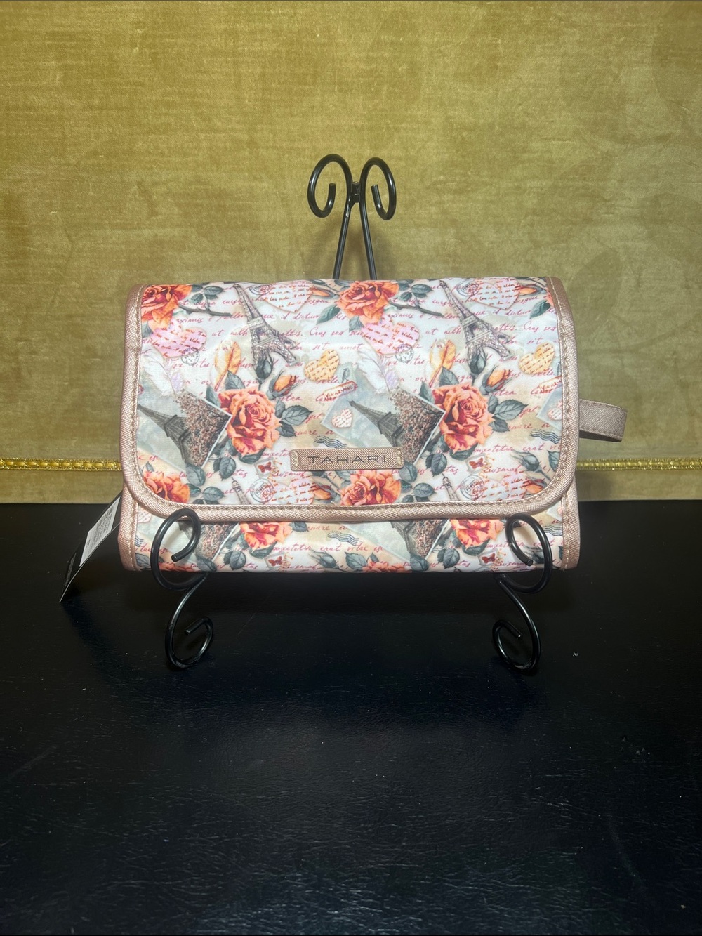 Tahari Paris Eiffel Tower Makeup Cosmetic Travel Shower Bag Pouch Organizer NWT